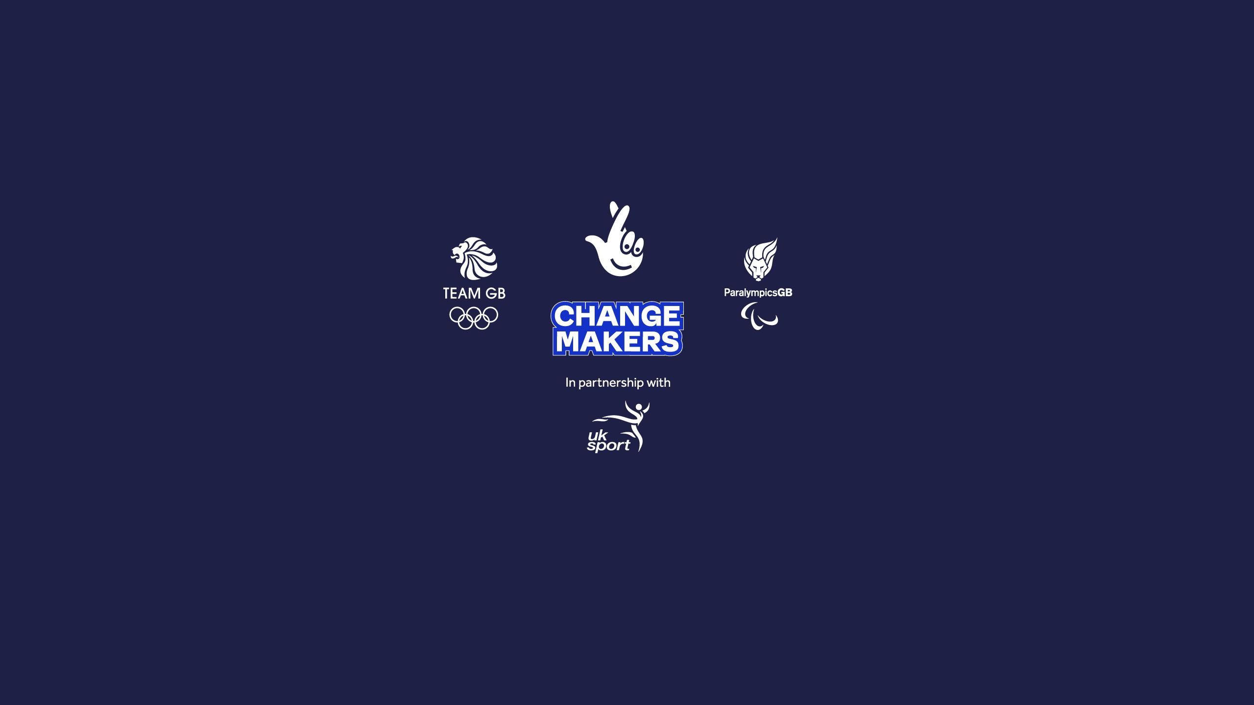 Logos for Team GB, The National Lottery, ParalympicsGB, UK Sport and ChangeMakers